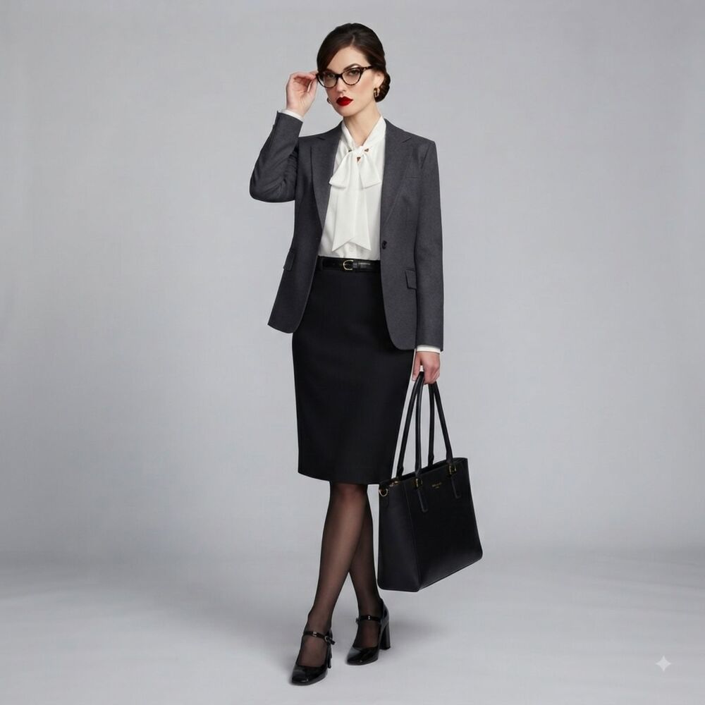 VTG Pendleton Black Wool Skirt 2 XS Midi Pencil Lined Career Office Minimalist